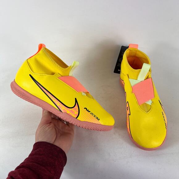 Nike air Zoom mercurial Vapor 15 youth size 5.5 bright yellow peach athletic - Picture 1 of 11